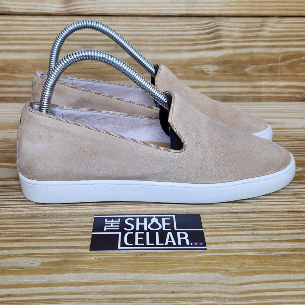 Birdies Womens Sneakers Shoes Beige Leather Slip On Flat Heel Round Toe 7